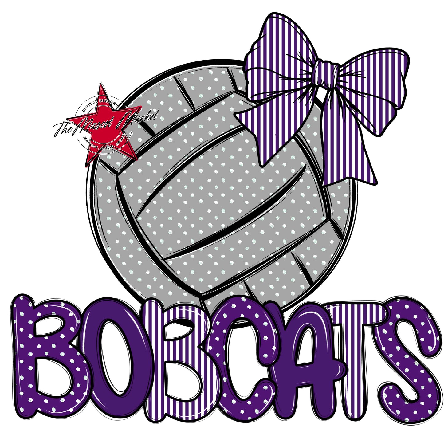 Bobcats Volleyball Spirit Design-Purple