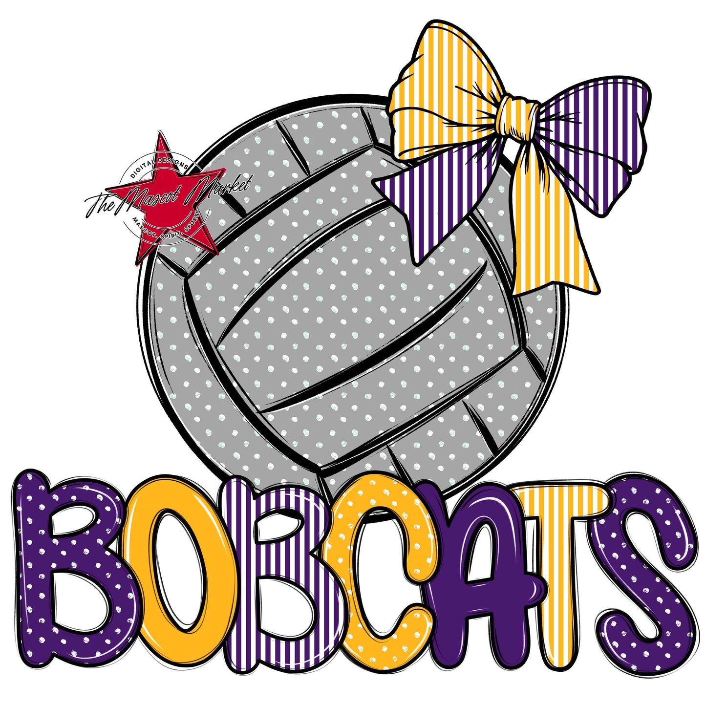 Bobcats Volleyball Spirit Design-Purple & Yellow