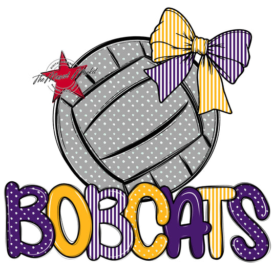 Bobcats Volleyball Spirit Design-Purple & Yellow