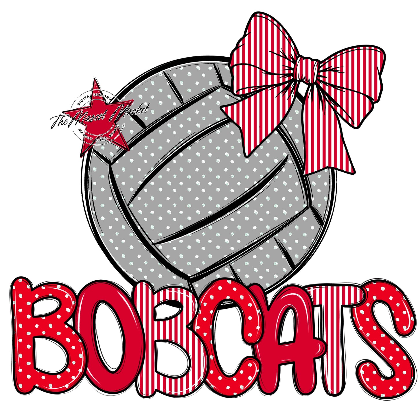 Bobcats Volleyball Spirit Design-Red