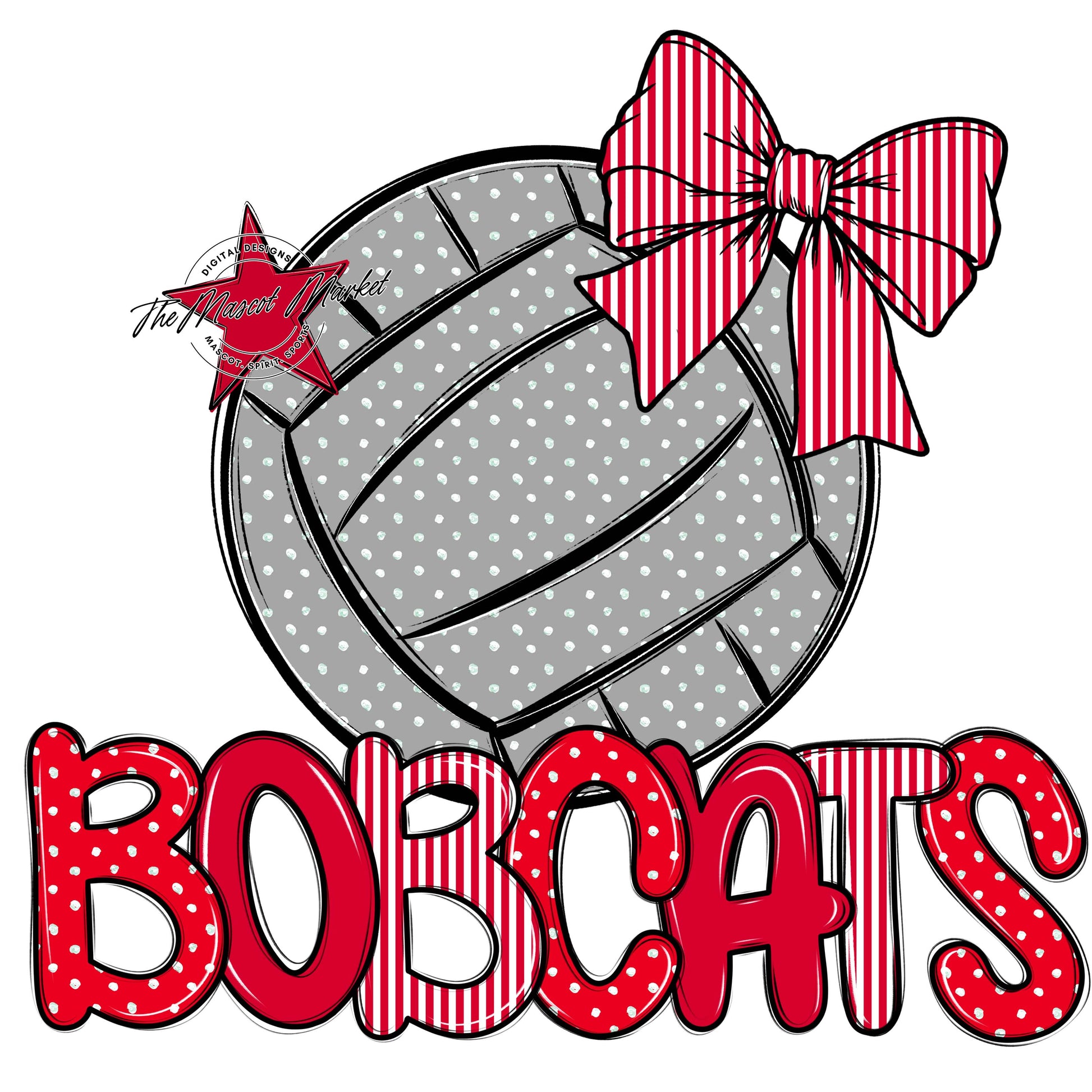 Bobcats Volleyball Spirit Design-Red