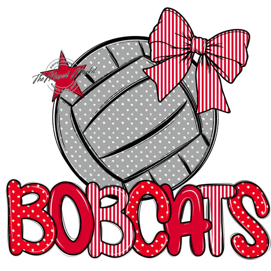 Bobcats Volleyball Spirit Design-Red