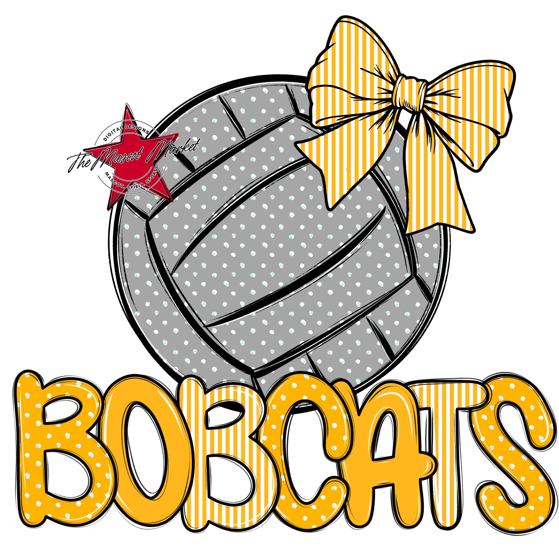 Bobcats Volleyball Spirit Design-Yellow