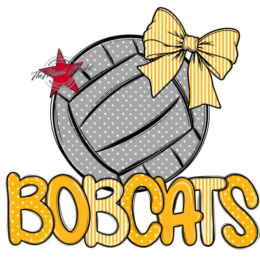 Bobcats Volleyball Spirit Design-Yellow