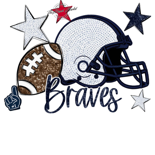 Braves Football Embroidered Sequins Design-Navy