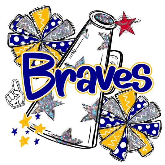 Braves Alpha Megaphone Design-Blue-Yellow