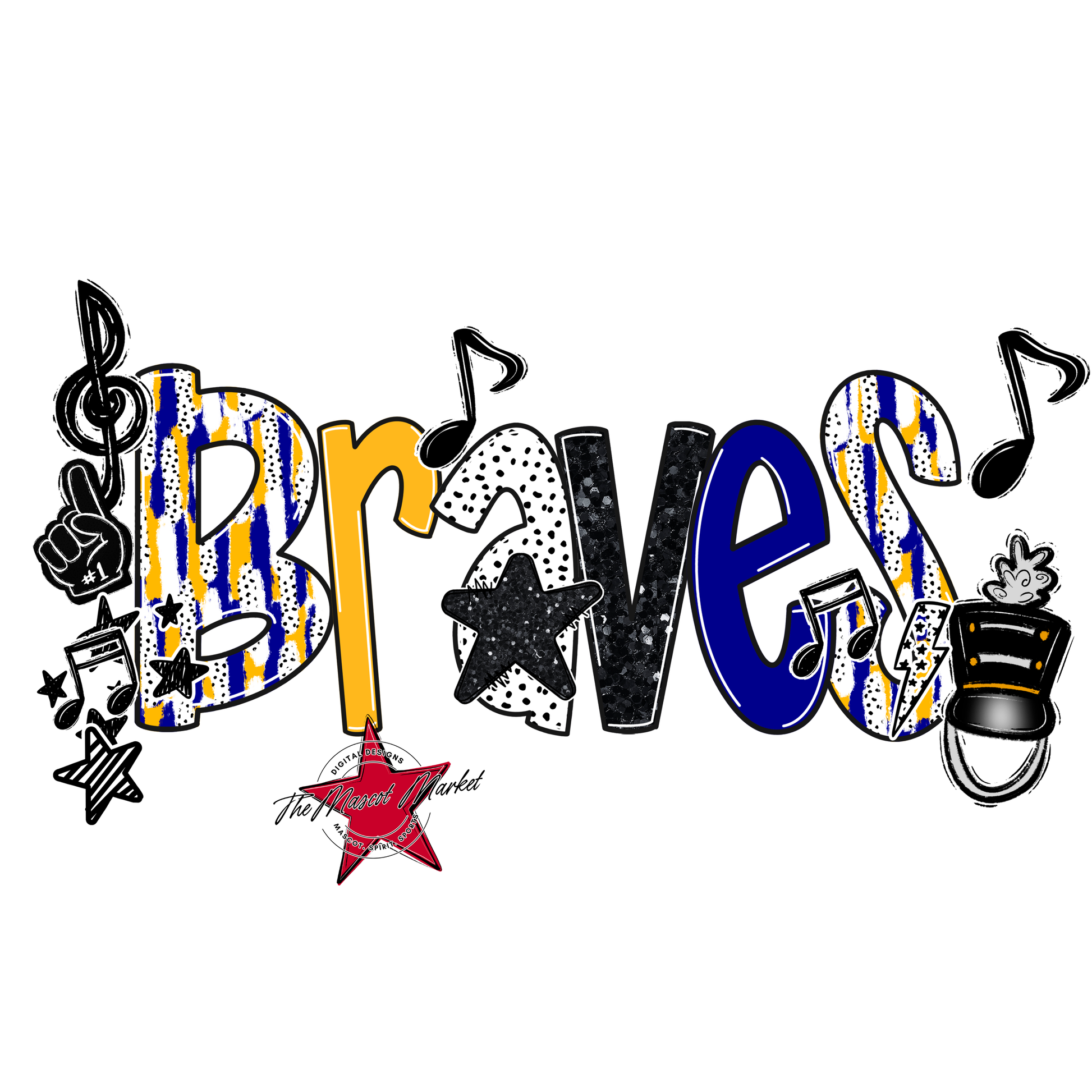 Braves Band Scrape-Blue-Yellow