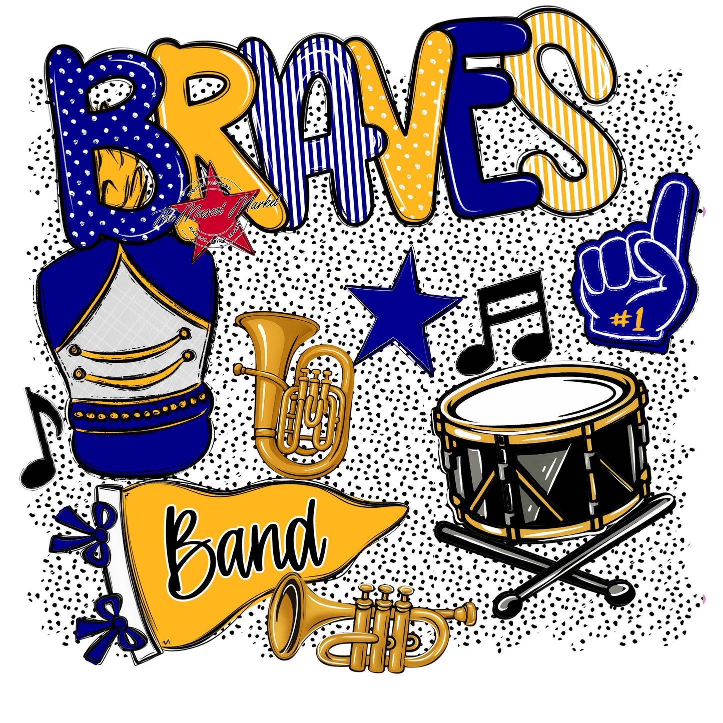 Braves Band Spirit-Blue & Yellow