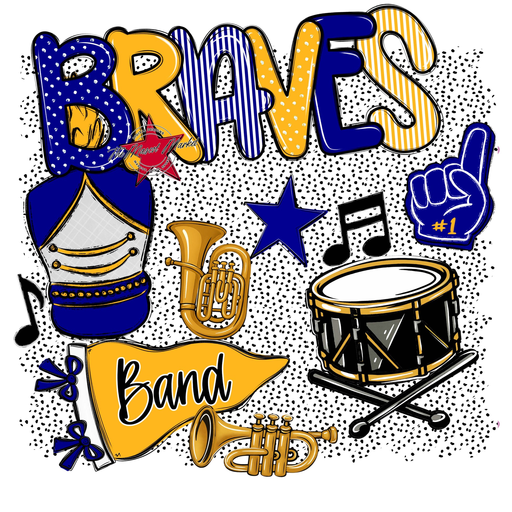 Braves Band Spirit-Blue & Yellow
