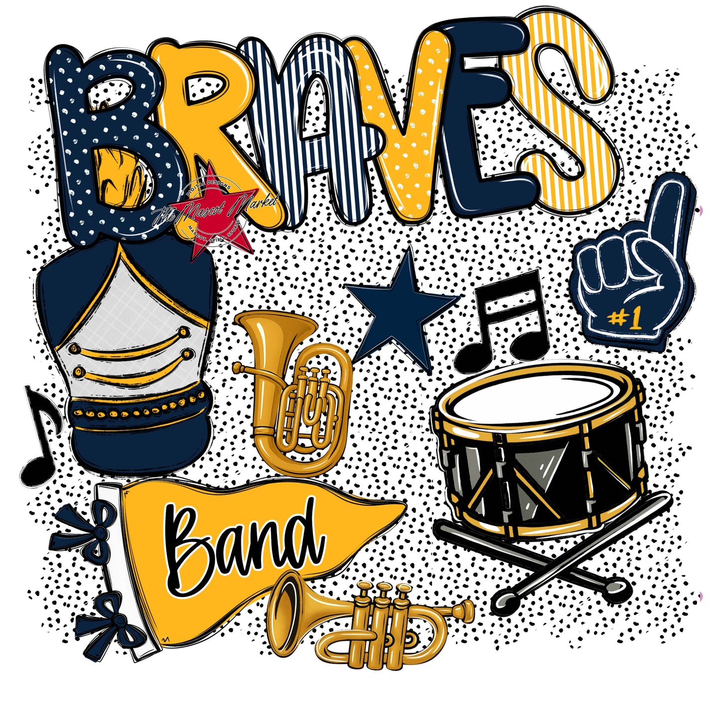 Braves Band Spirit-Navy & Yellow