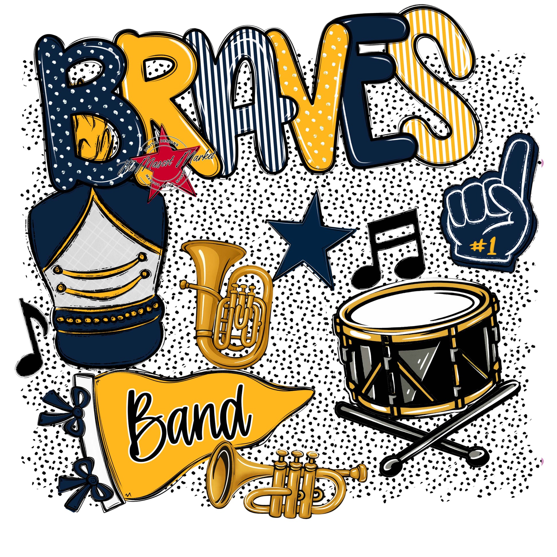 Braves Band Spirit-Navy & Yellow