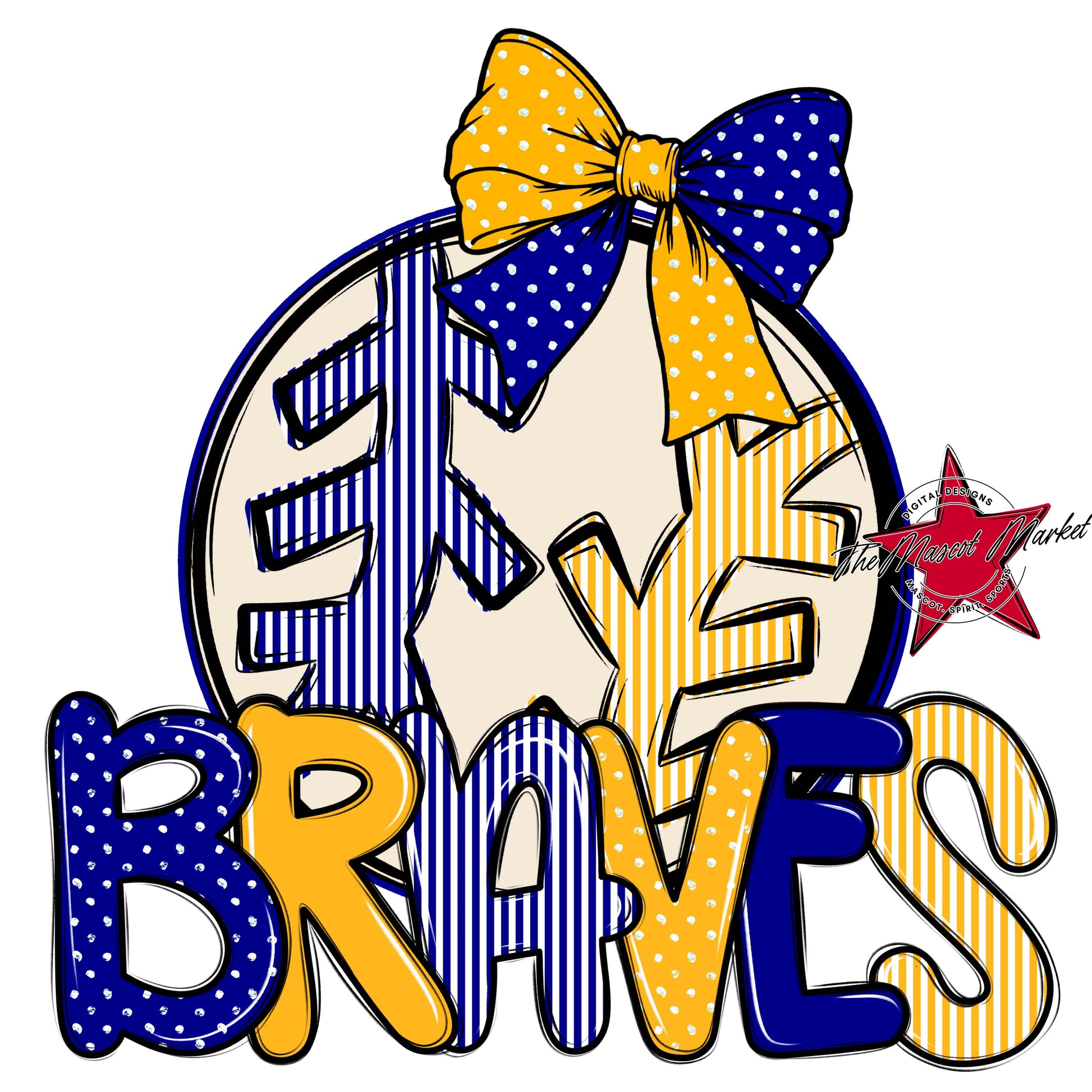 Braves Baseball-Softball Spirit Design-Blue & Yellow