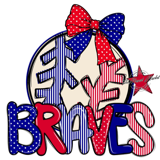 Braves Baseball-Softball Spirit Design-Blue & Red