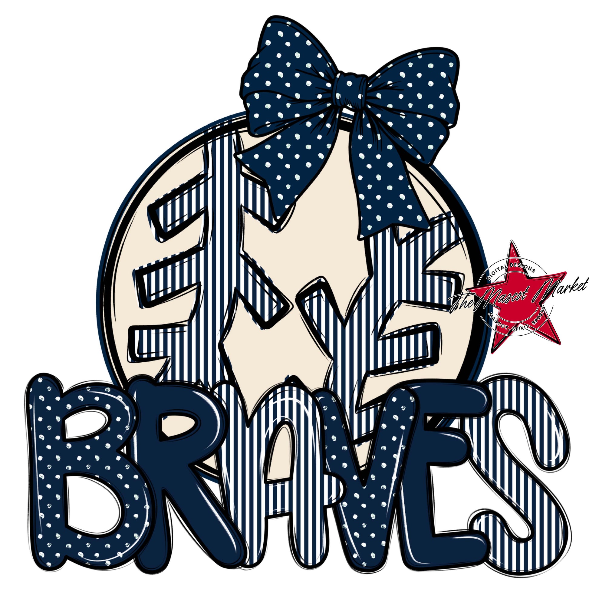 Braves Baseball-Softball Spirit Design-Navy
