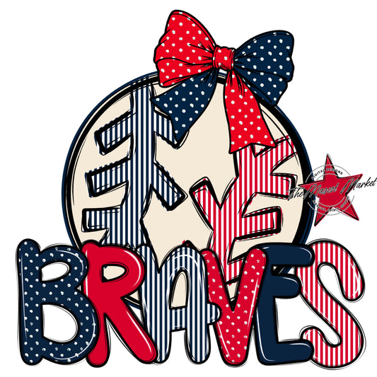 Braves Baseball-Softball Spirit Design-Navy & Red