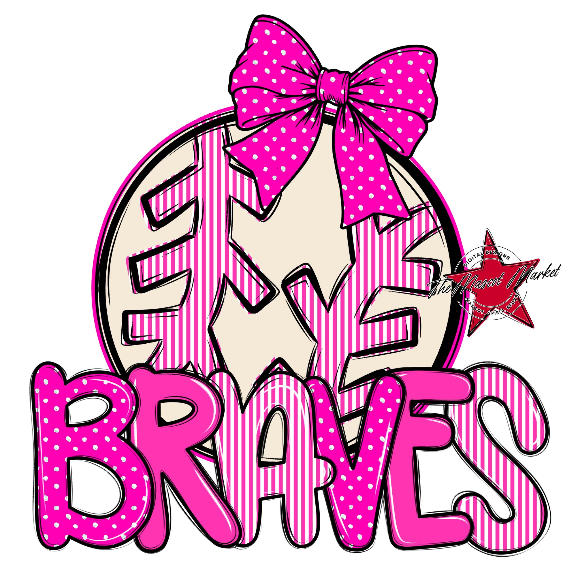 Braves Baseball-Softball Spirit Design-Pink