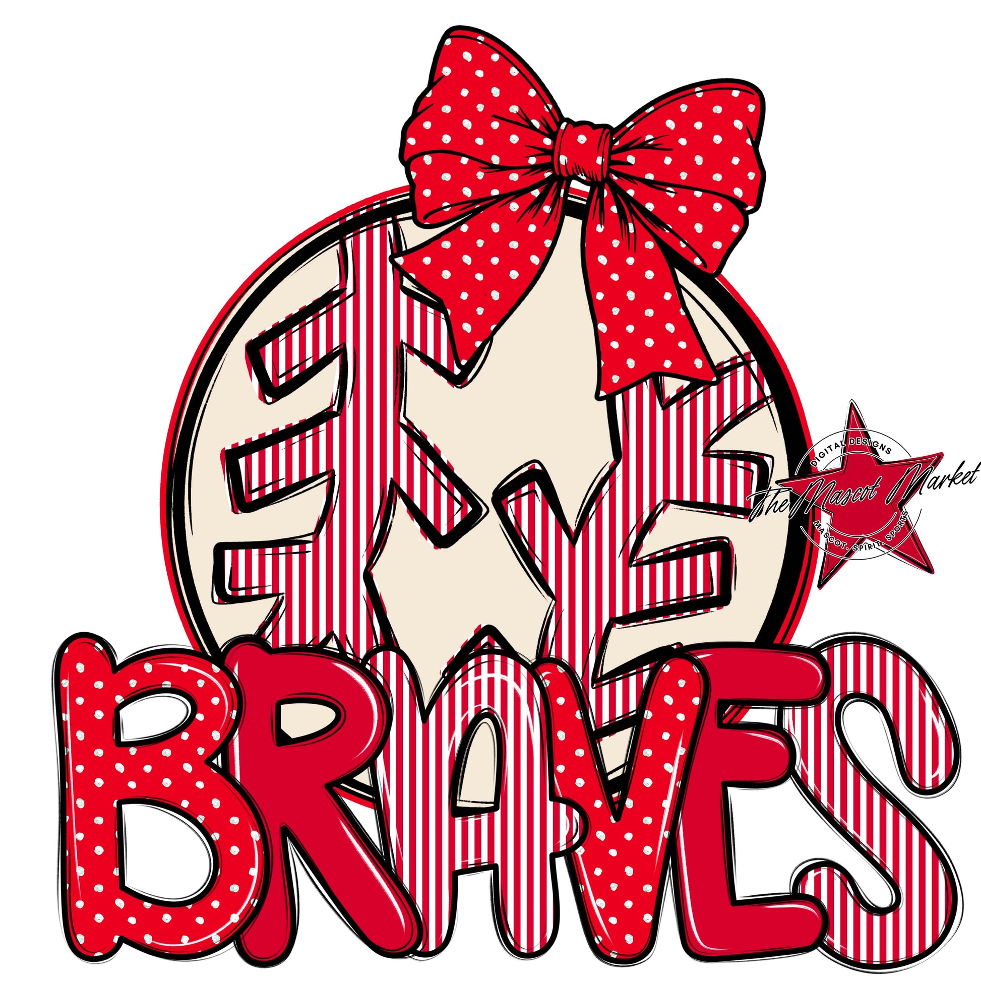 Braves Baseball-Softball Spirit Design-Red