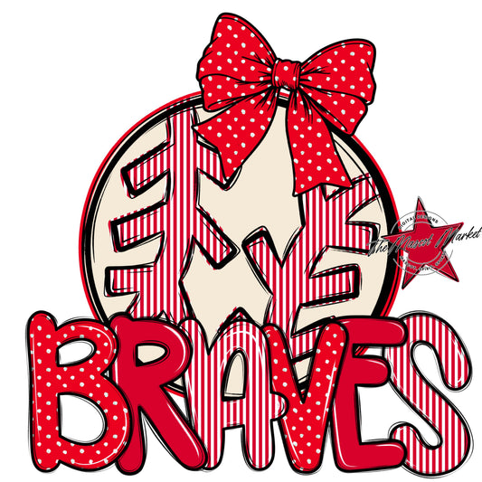 Braves Baseball-Softball Spirit Design-Red