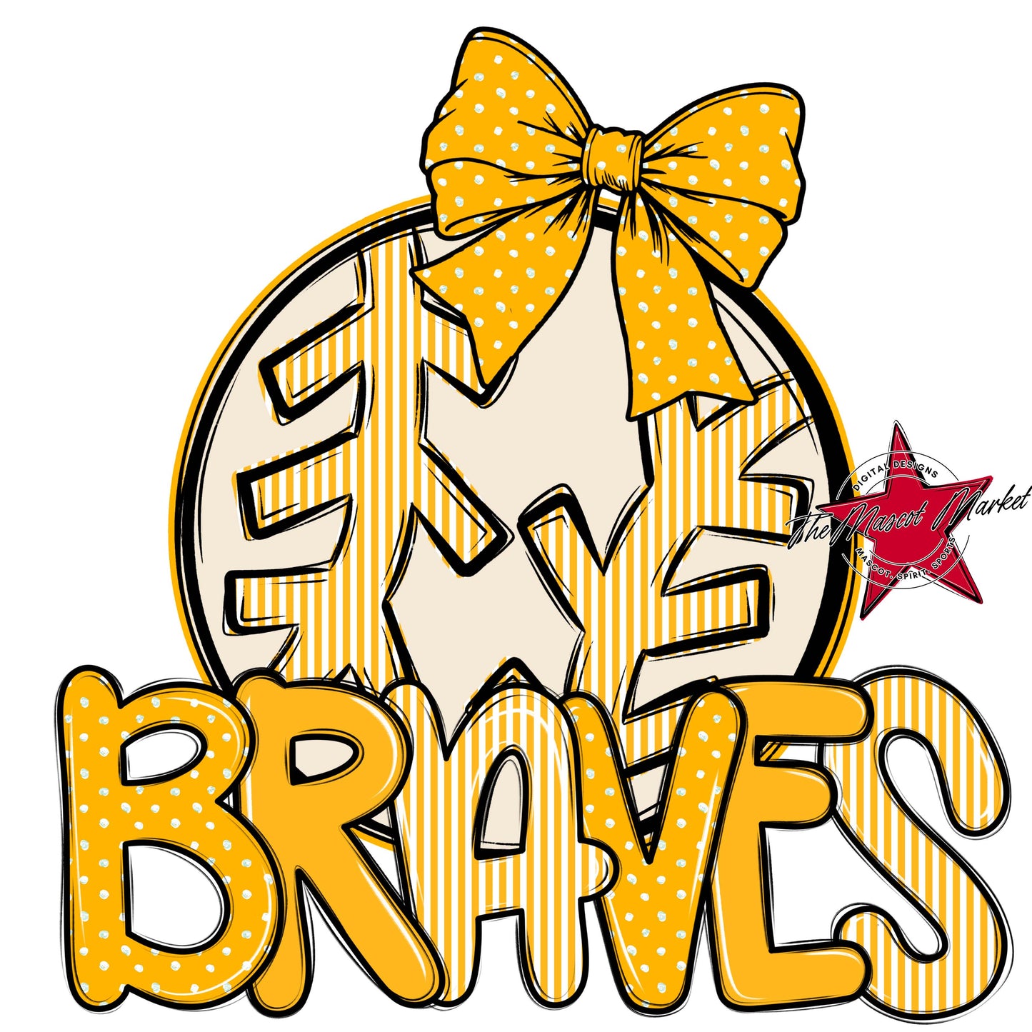 Braves Baseball-Softball Spirit Design-Yellow