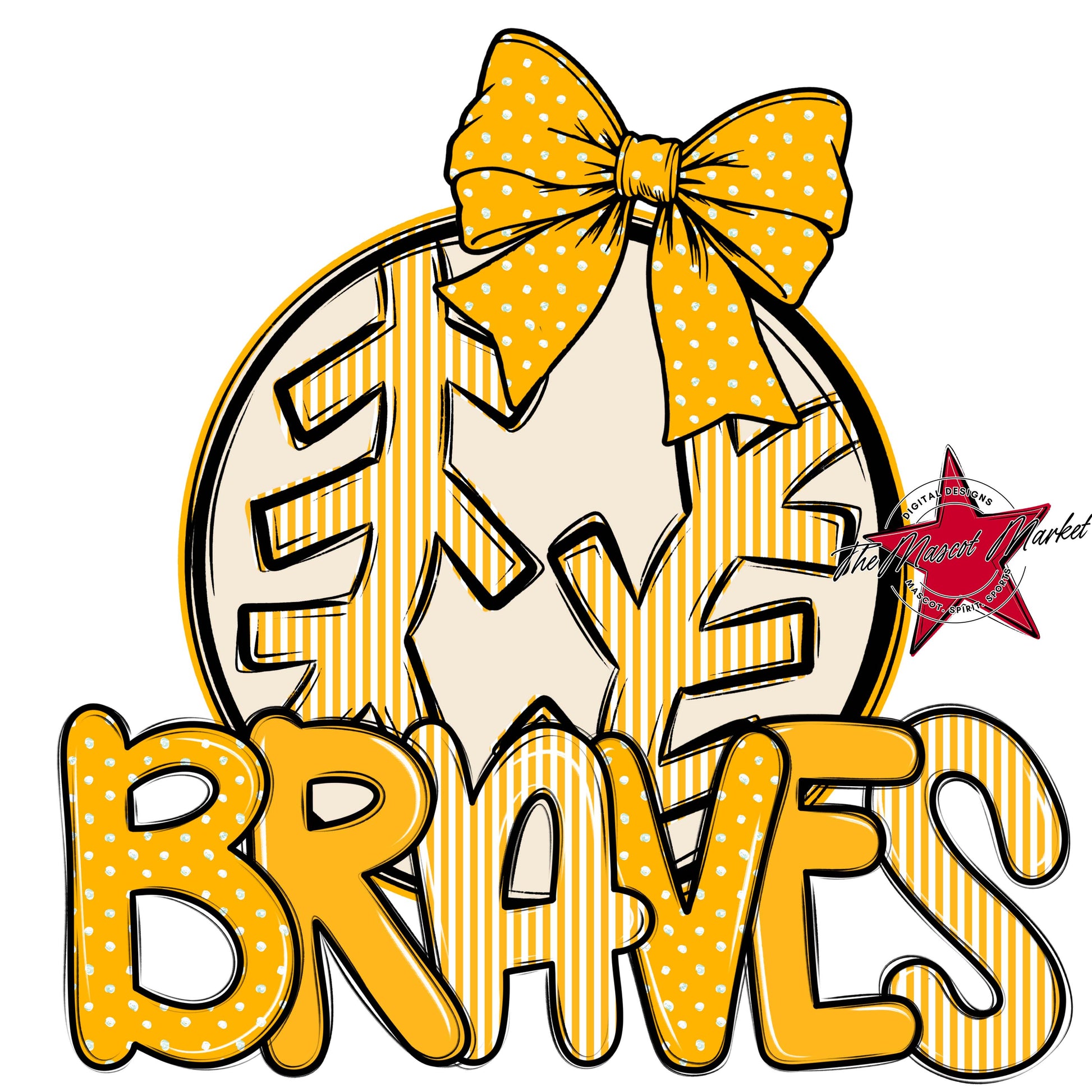 Braves Baseball-Softball Spirit Design-Yellow