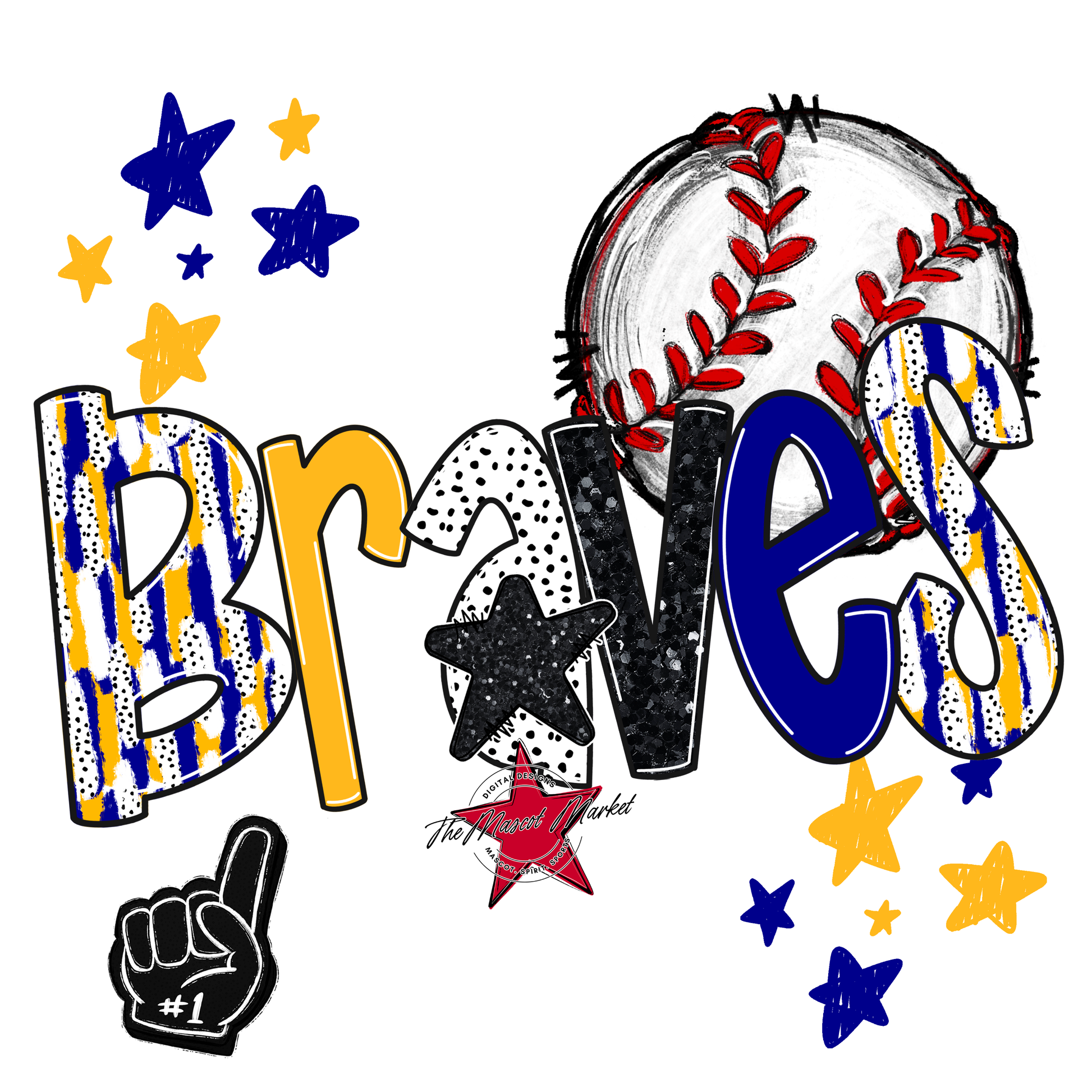 Braves Baseball Scrape-Blue-Yellow