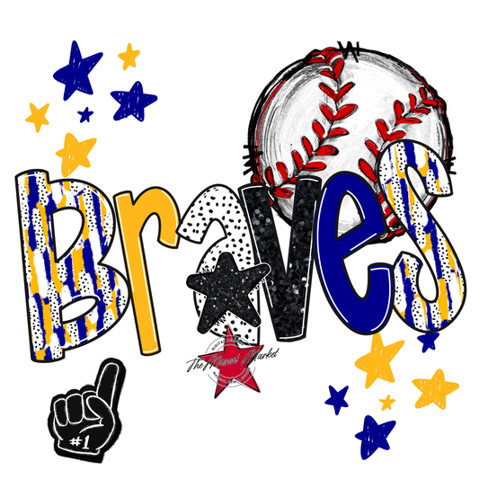 Braves Baseball Scrape-Blue-Yellow