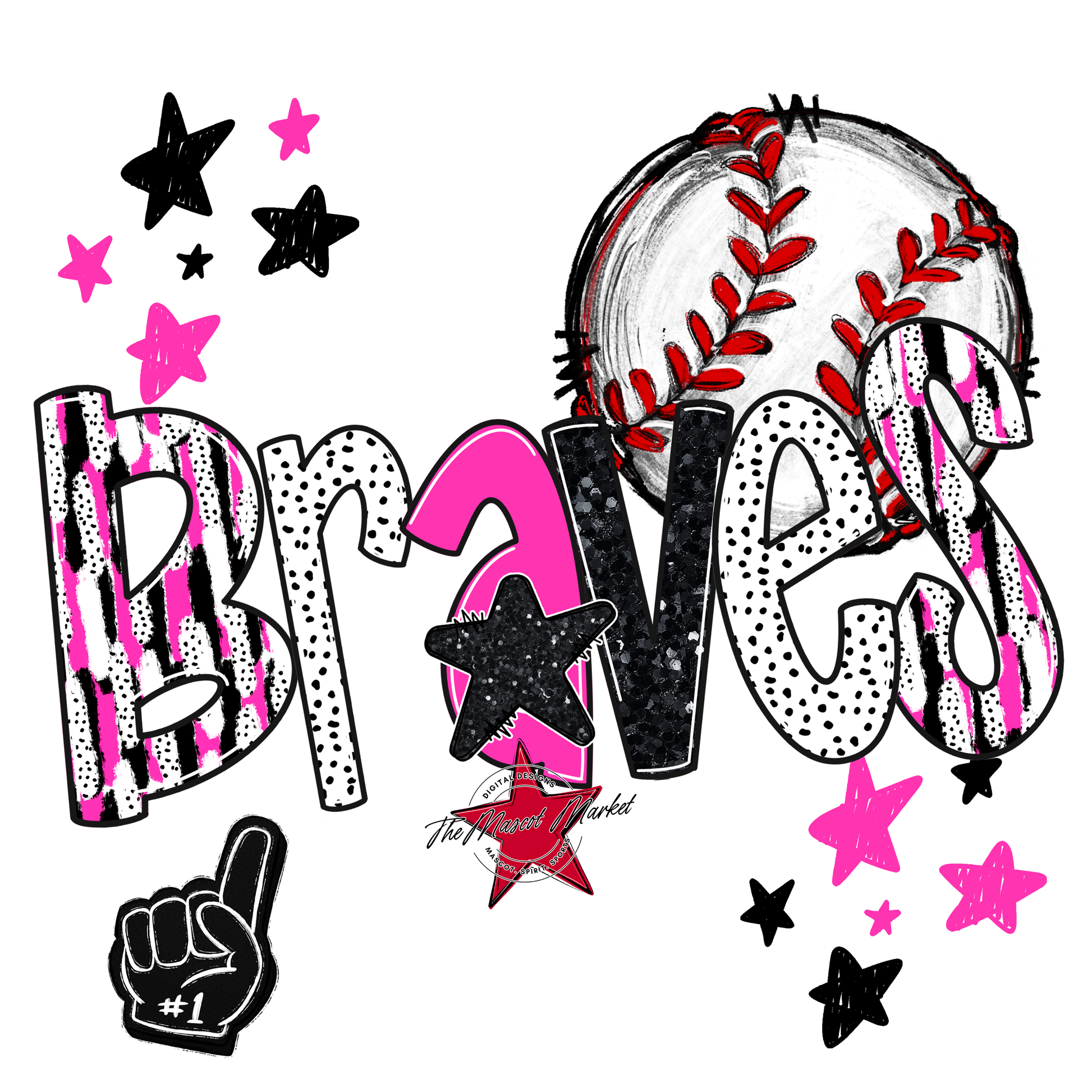 Braves Baseball Scrape-Pink