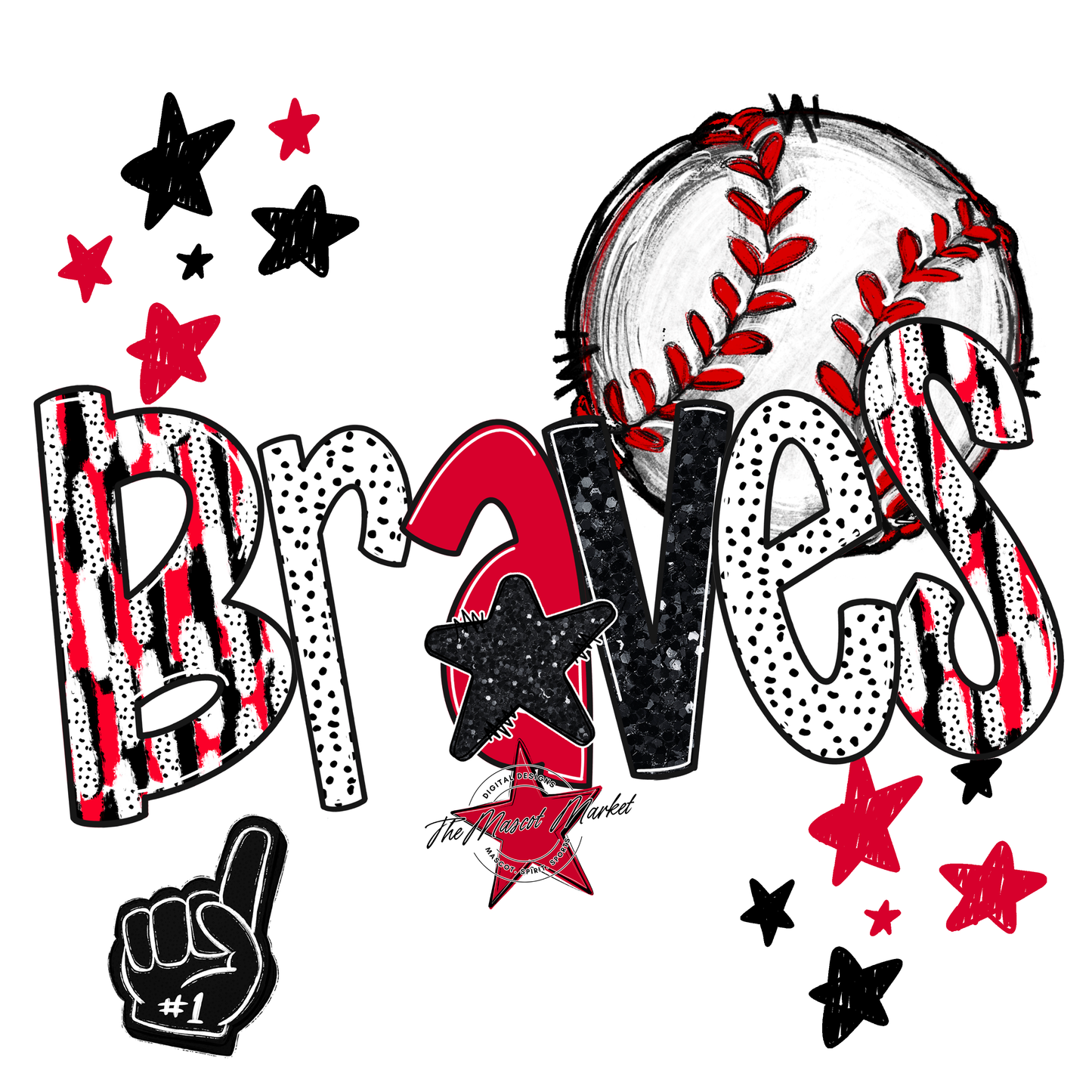 Braves Baseball Scrape-Red
