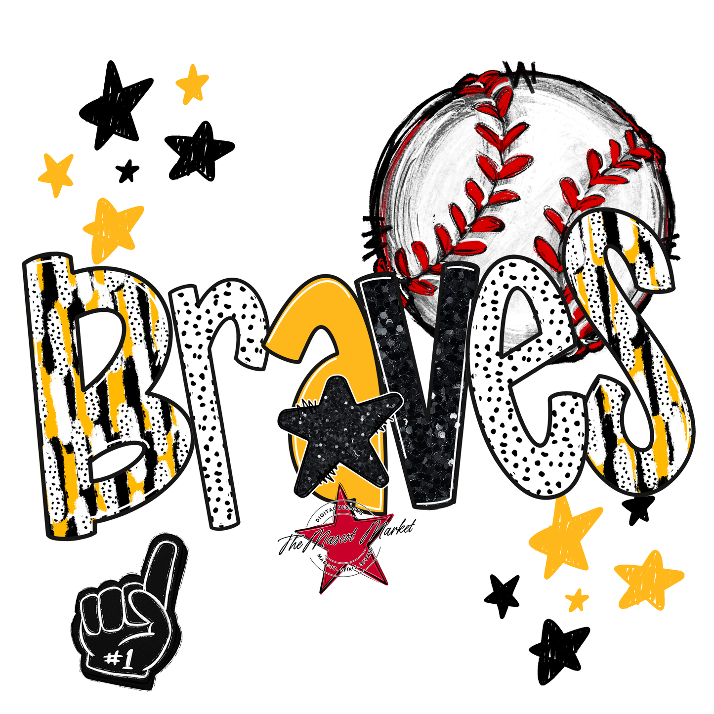 Braves Baseball Scrape-Yellow