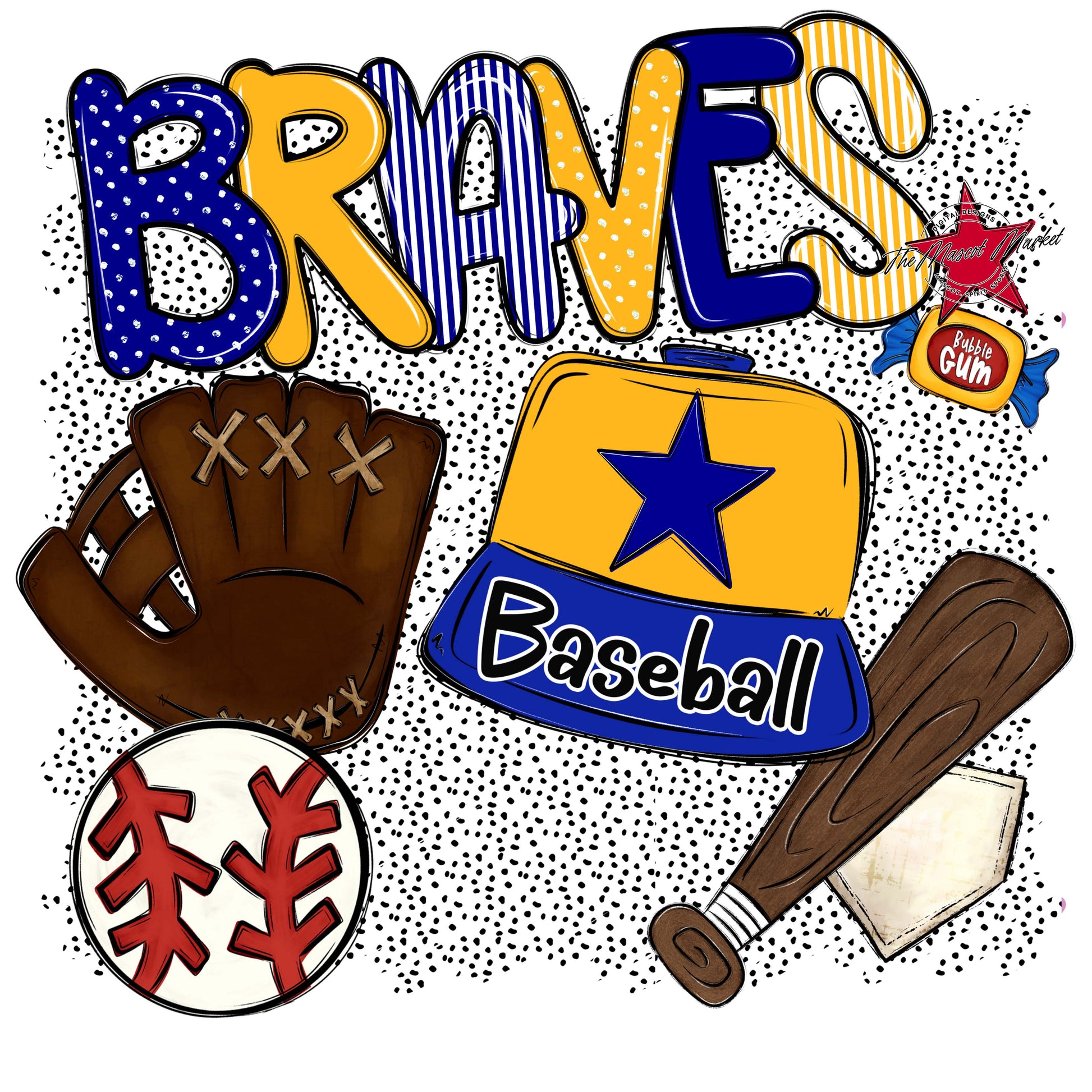 Braves Baseball Spirit-Blue & Yellow