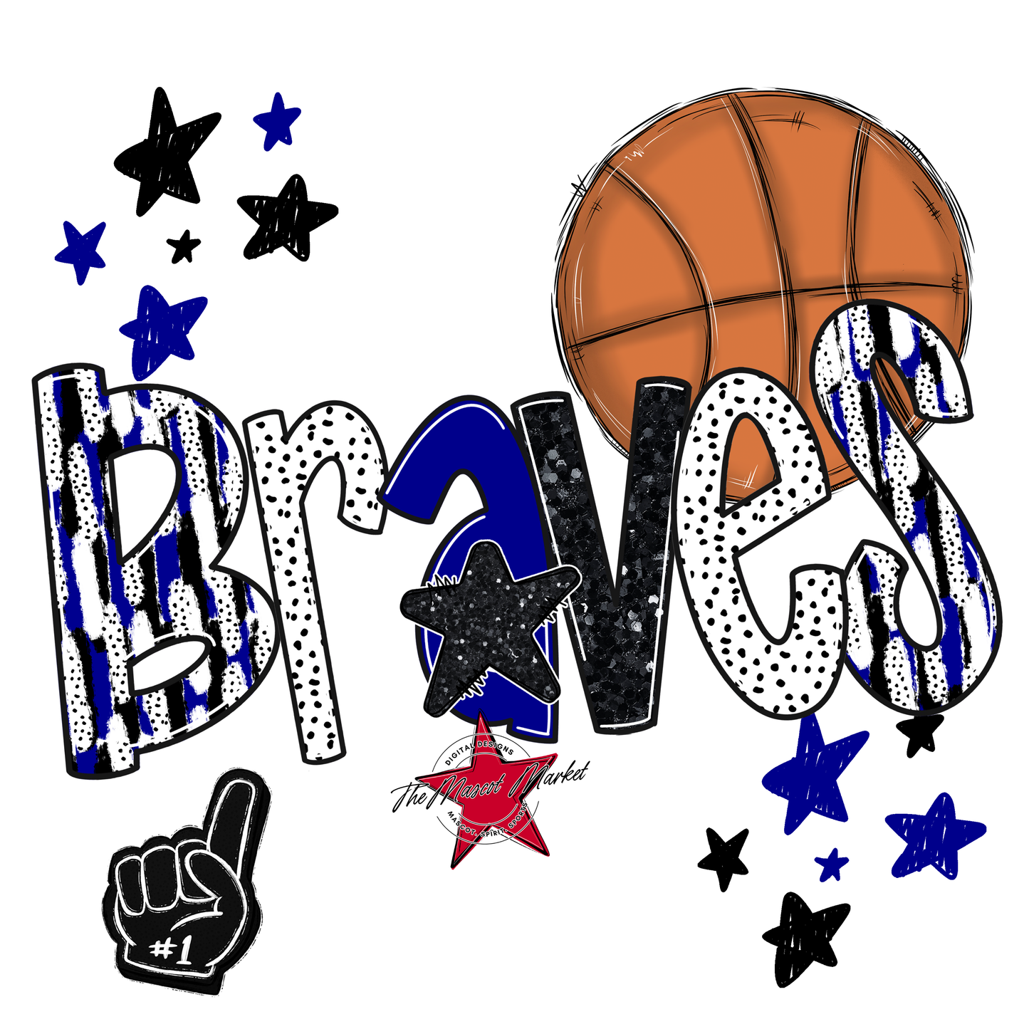 Braves Basketball Scrape-Blue