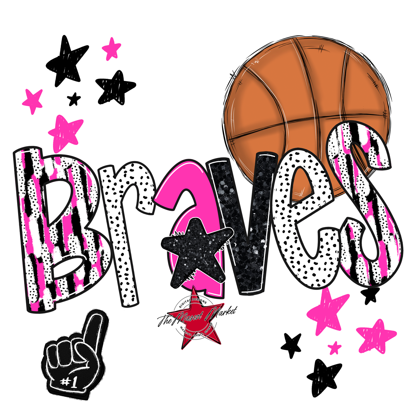 Braves Basketball Scrape-Pink