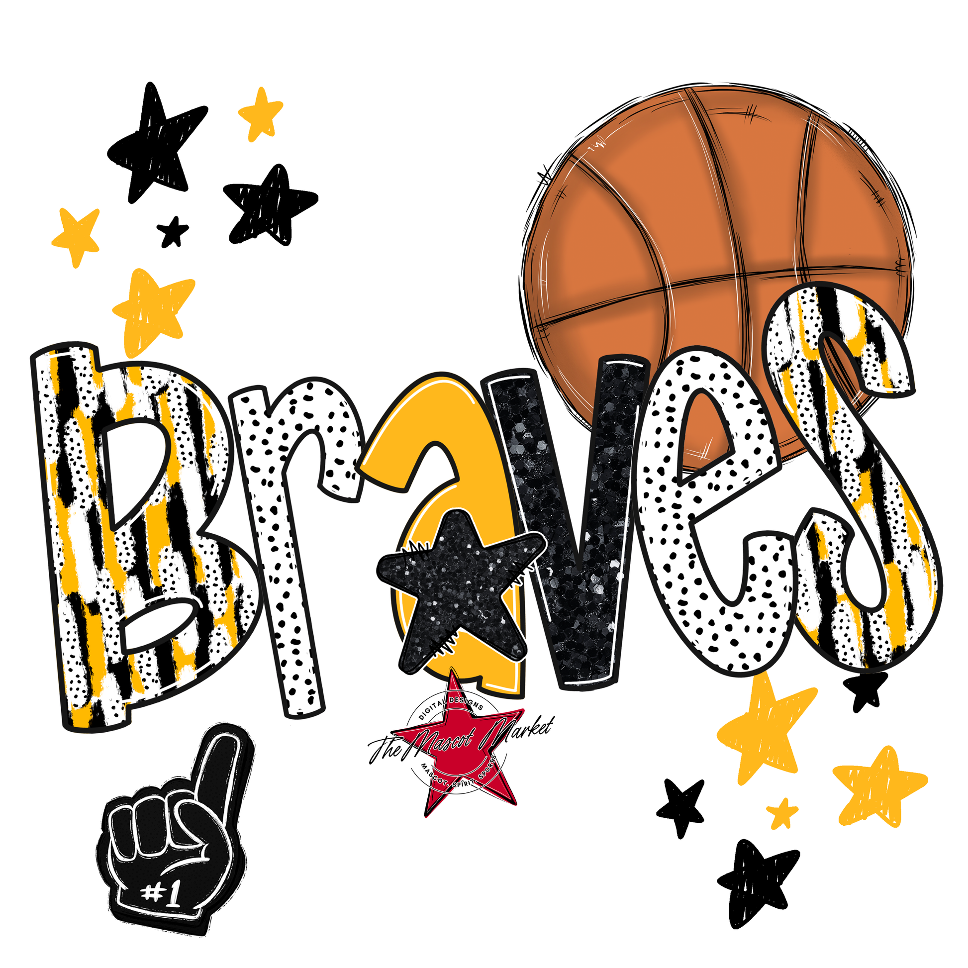 Braves Basketball Scrape-Yellow