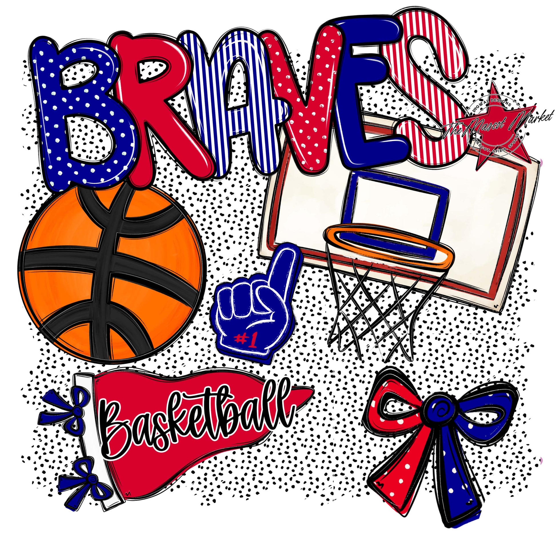 Braves Basketball Spirit-Blue & Red