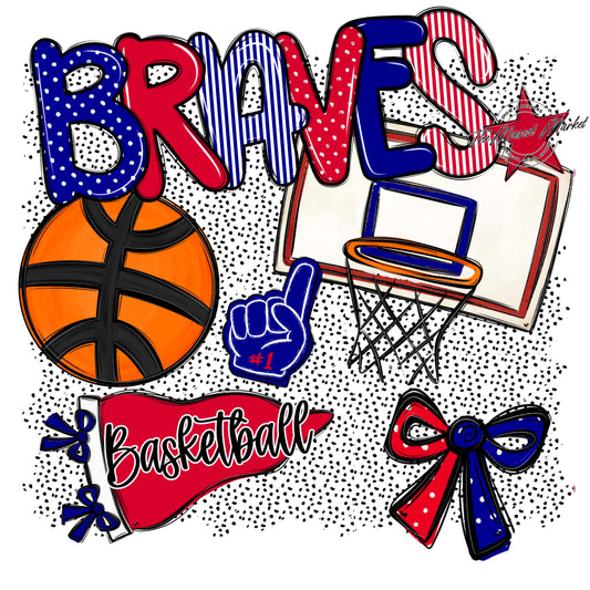 Braves Basketball Spirit-Blue & Red
