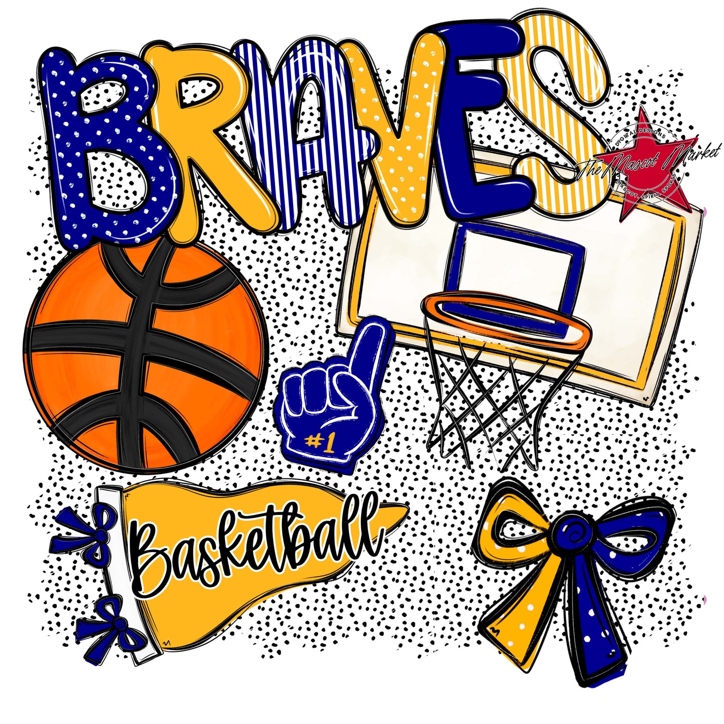 Braves Basketball Spirit-Blue & Yellow