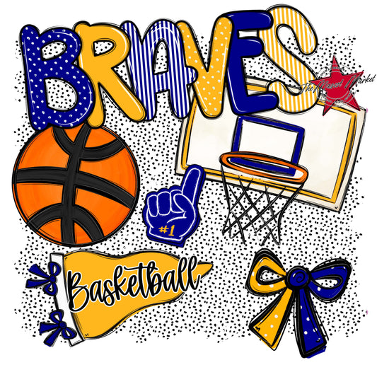 Braves Basketball Spirit-Blue & Yellow