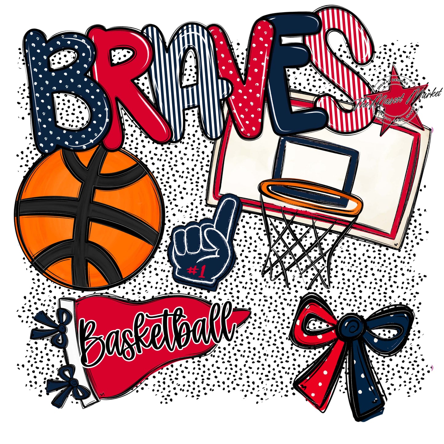 Braves Basketball Spirit-Navy & Red