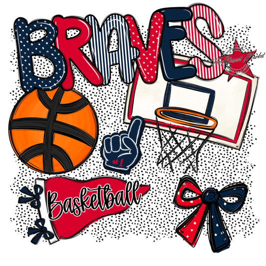 Braves Basketball Spirit-Navy & Red