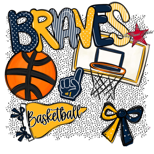 Braves Basketball Spirit-Navy & Yellow