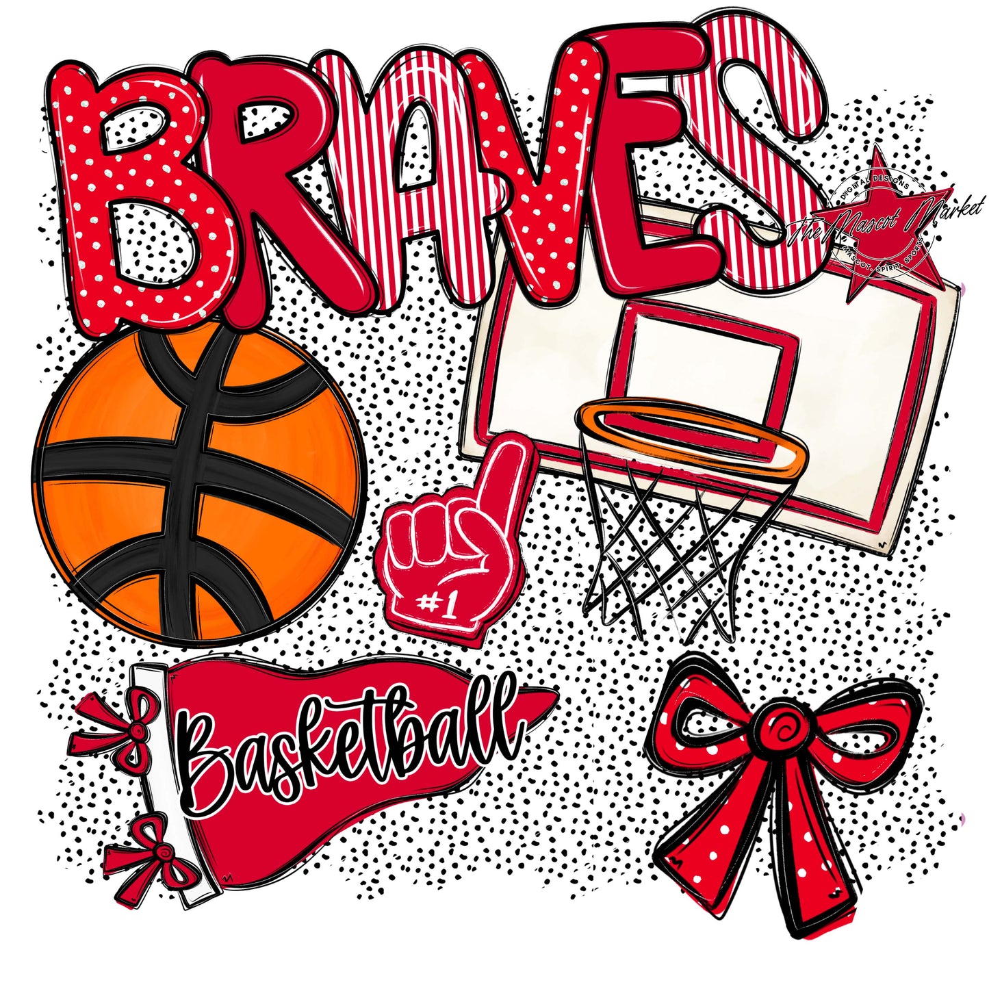 Braves Basketball Spirit-Red