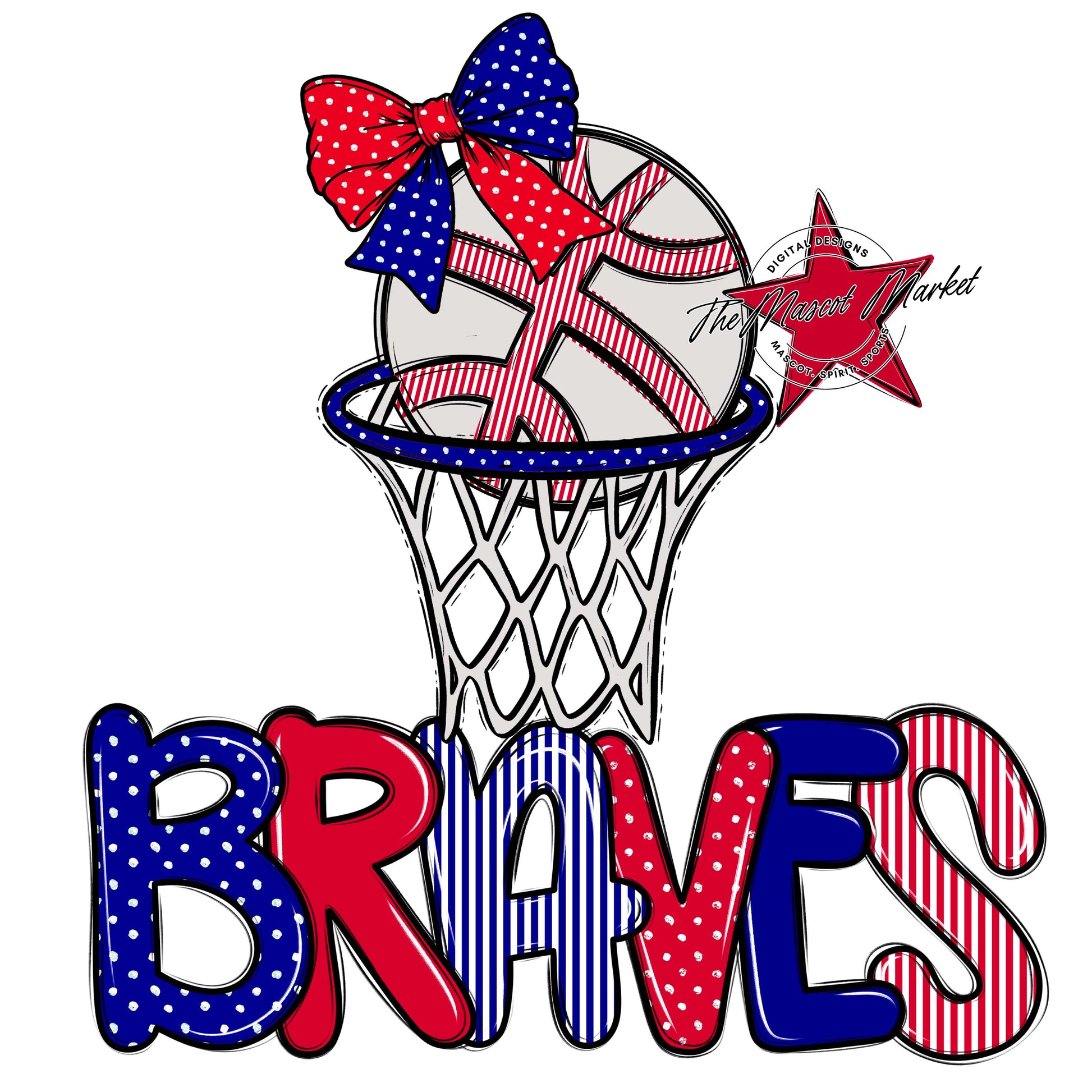 Braves Basketball Spirit Design-Blue & Red