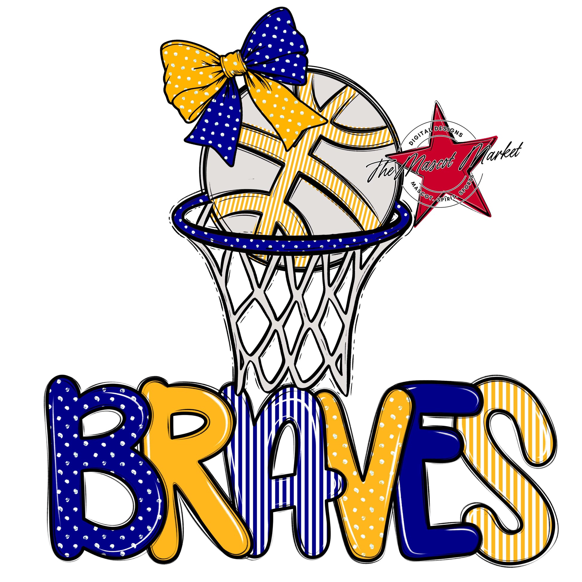 Braves Basketball Spirit Design-Blue & Yellow