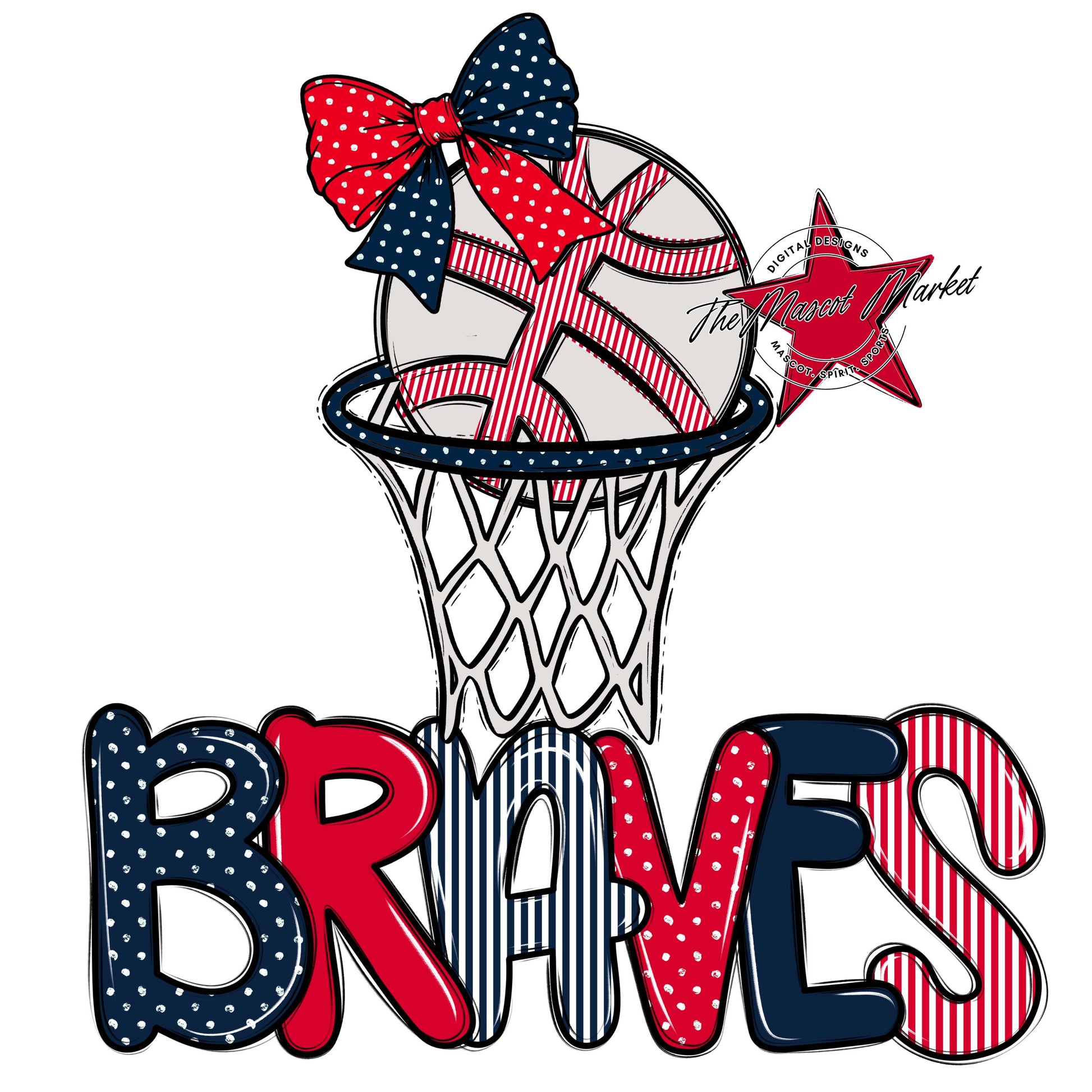 Braves Basketball Spirit Design-Navy & Red