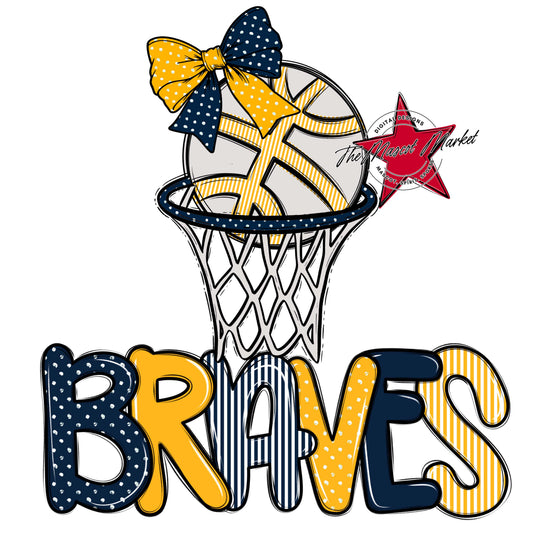 Braves Basketball Spirit Design-Navy & Yellow