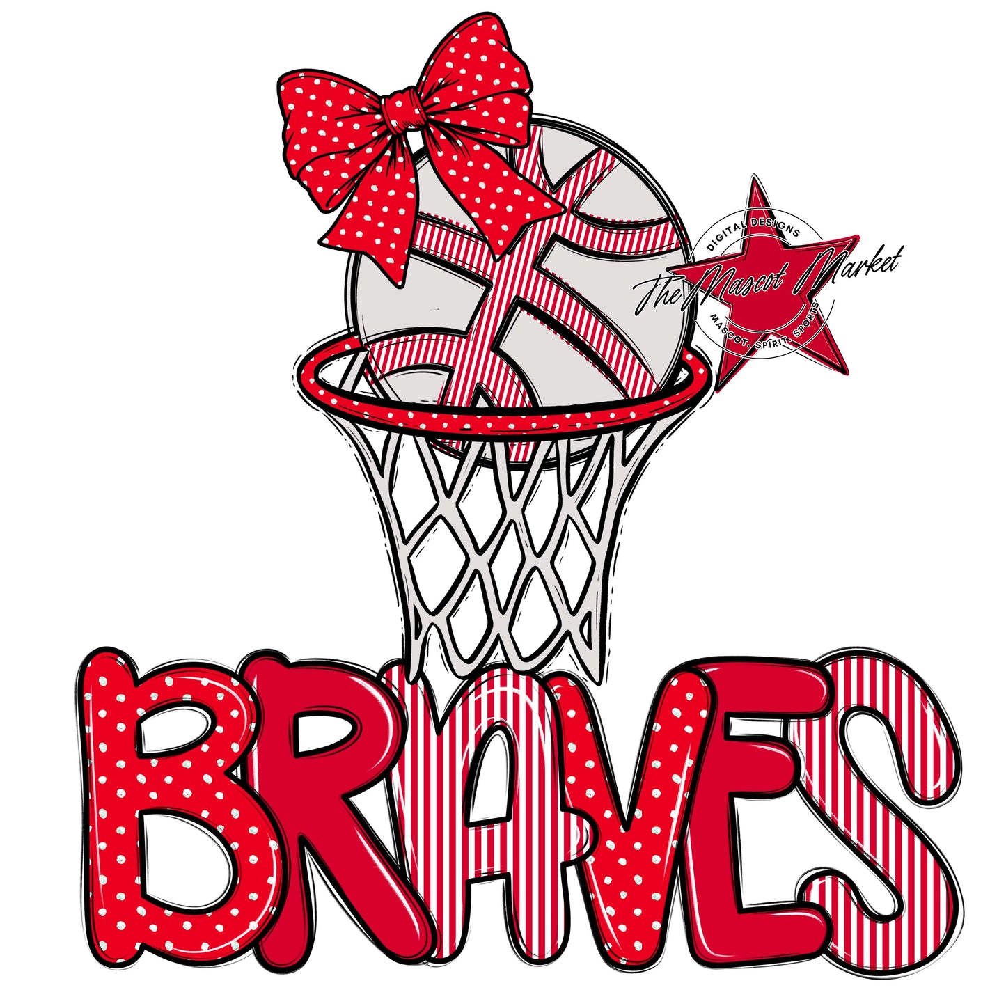 Braves Basketball Spirit Design-Red