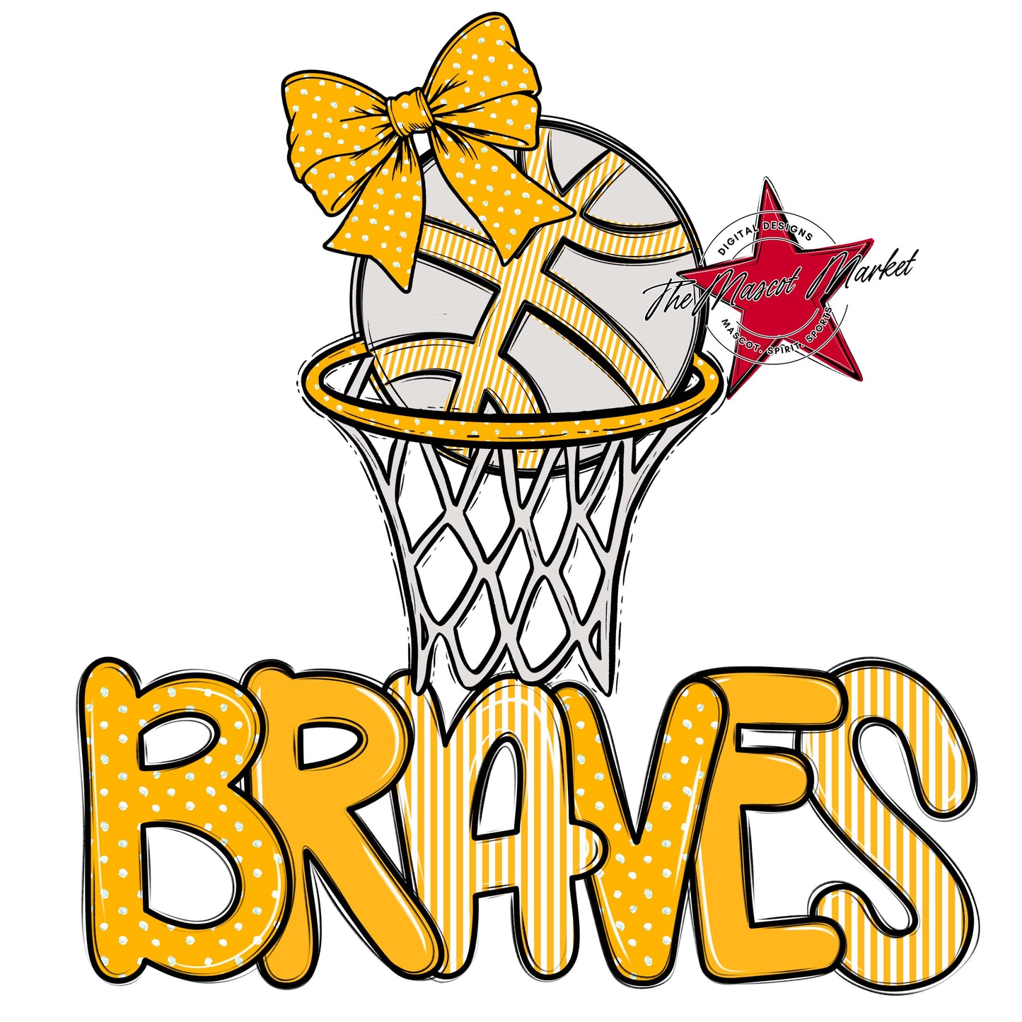 Braves Basketball Spirit Design-Yellow