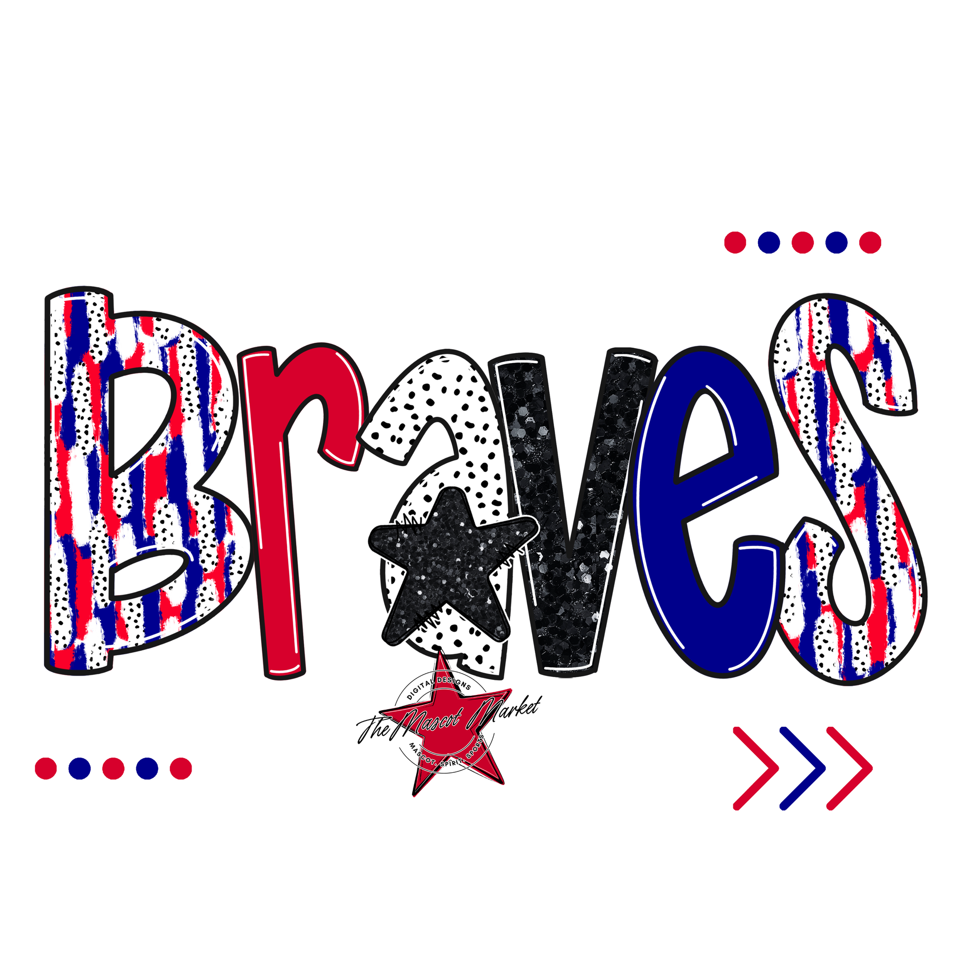 Braves Brushstroke Alpha w Arrows-Blue-Red