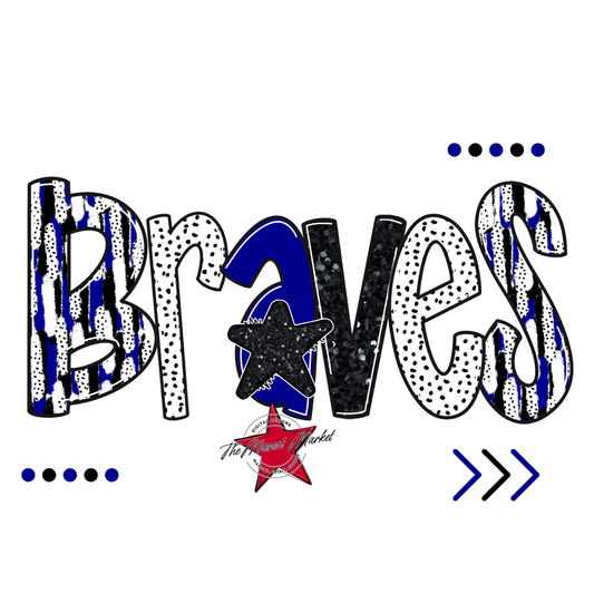 Braves Brushstroke Alpha w Arrows-Blue