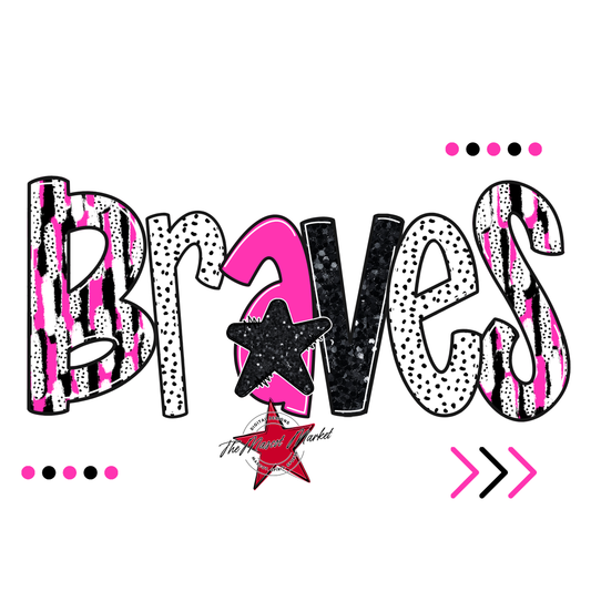 Braves Brushstroke Alpha w Arrows-Pink
